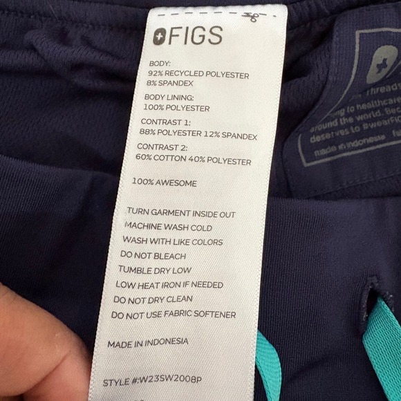 FIGS S Navy Blue Lined Windbreaker Jogger Scrub Pants Navy Blue W23SW2008P - Picture 7 of 12